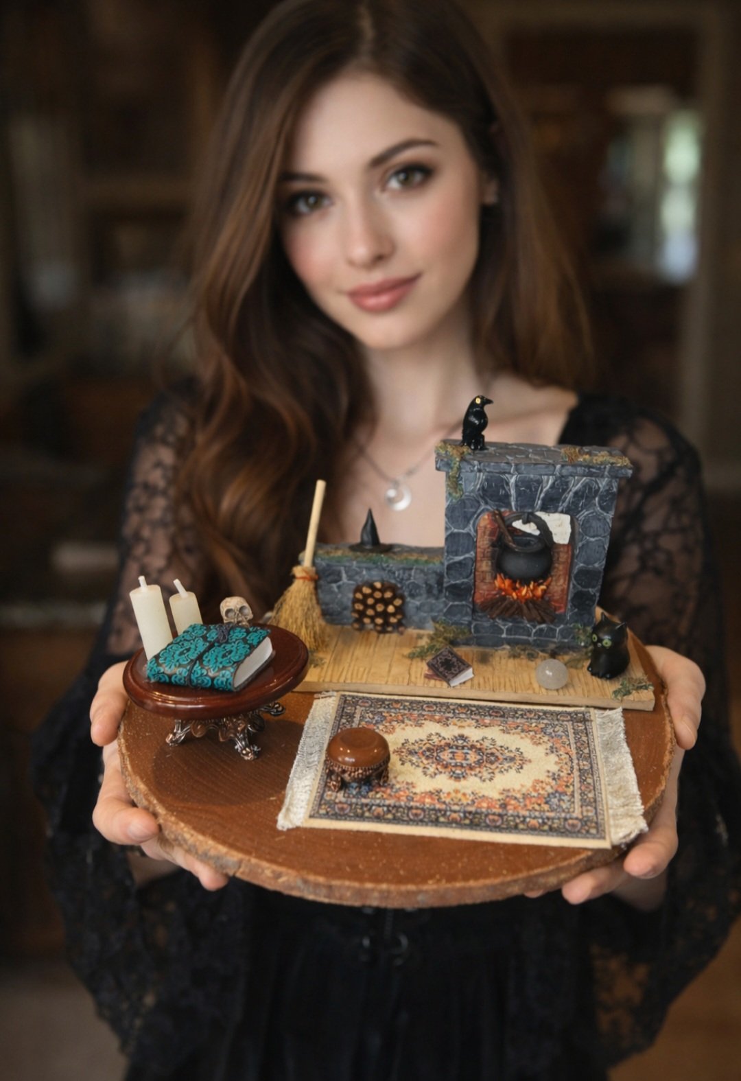 girl holding witchy kitchen scene.jpg