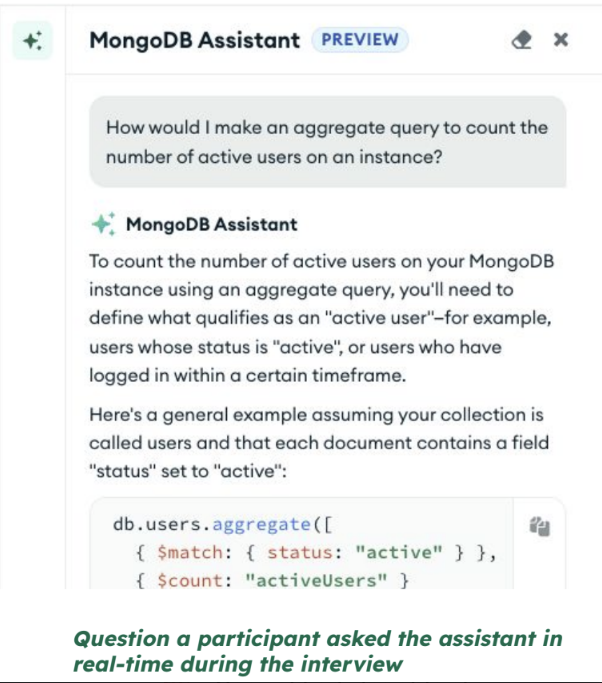 Question a participant asked the assistant