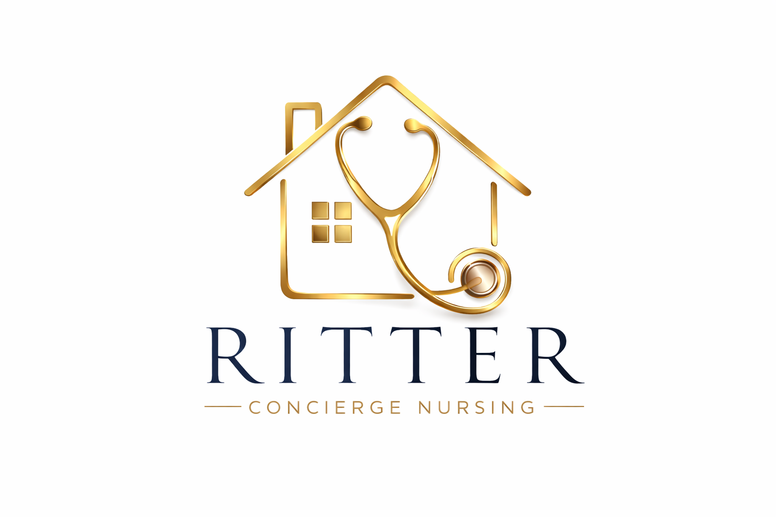 A logo featuring a house outline with a stethoscope inside it, and the text "RITTER" beneath, with "CONCIERGE NURSING" below in smaller font.
