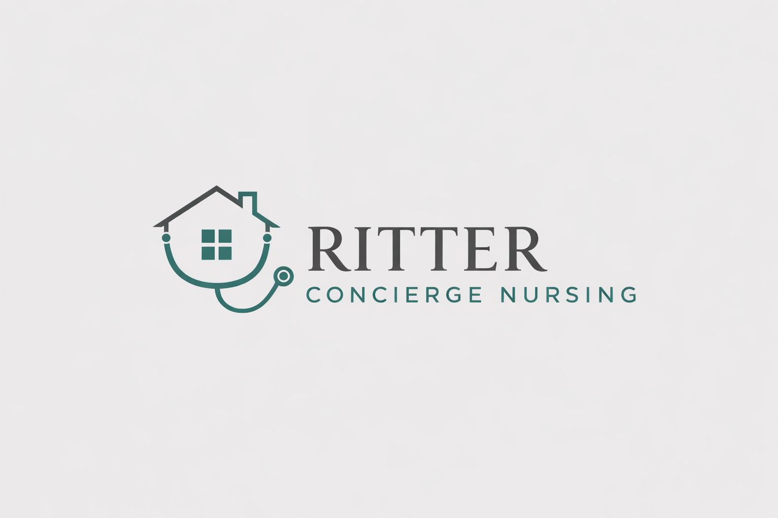 Logo for Ritter Concierge Nursing featuring a house with a stethoscope incorporated into the design.
