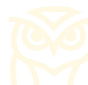 A stylized, geometric owl with prominent eyes and a curved beak, designed in a minimalist, monochrome style.
