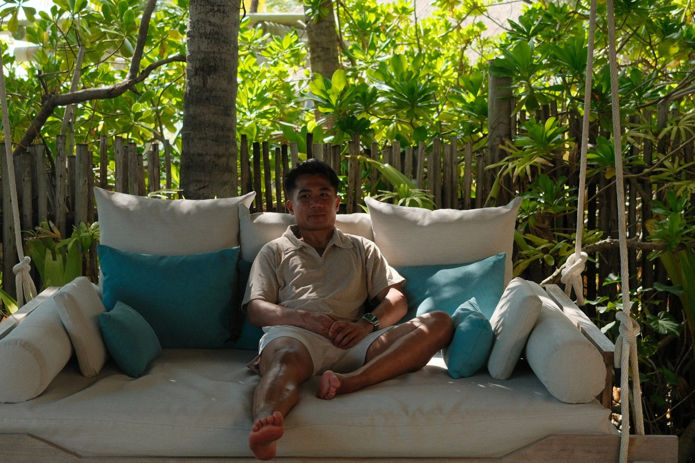 Garden daybed at The Ritz-Carlton Maldives | Matt and Wahyu Travel