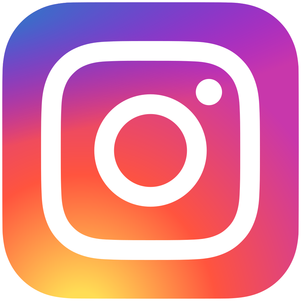 Instagram logo with a rainbow gradient background.