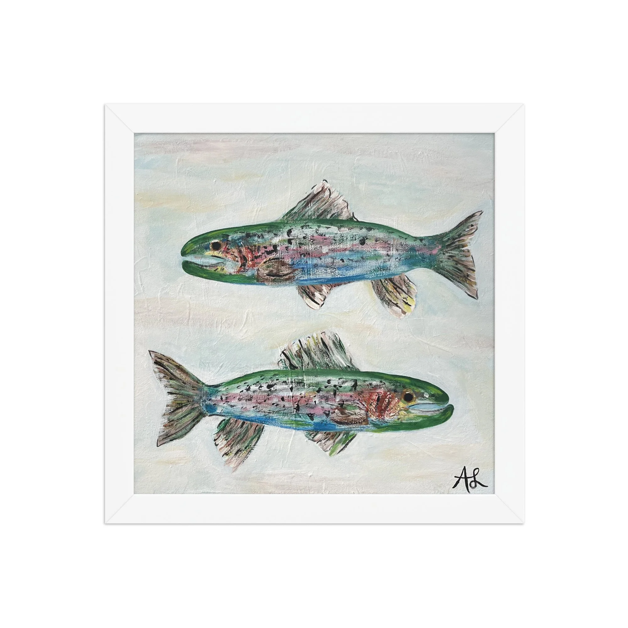 Rainbow Trouts on Framed Paper