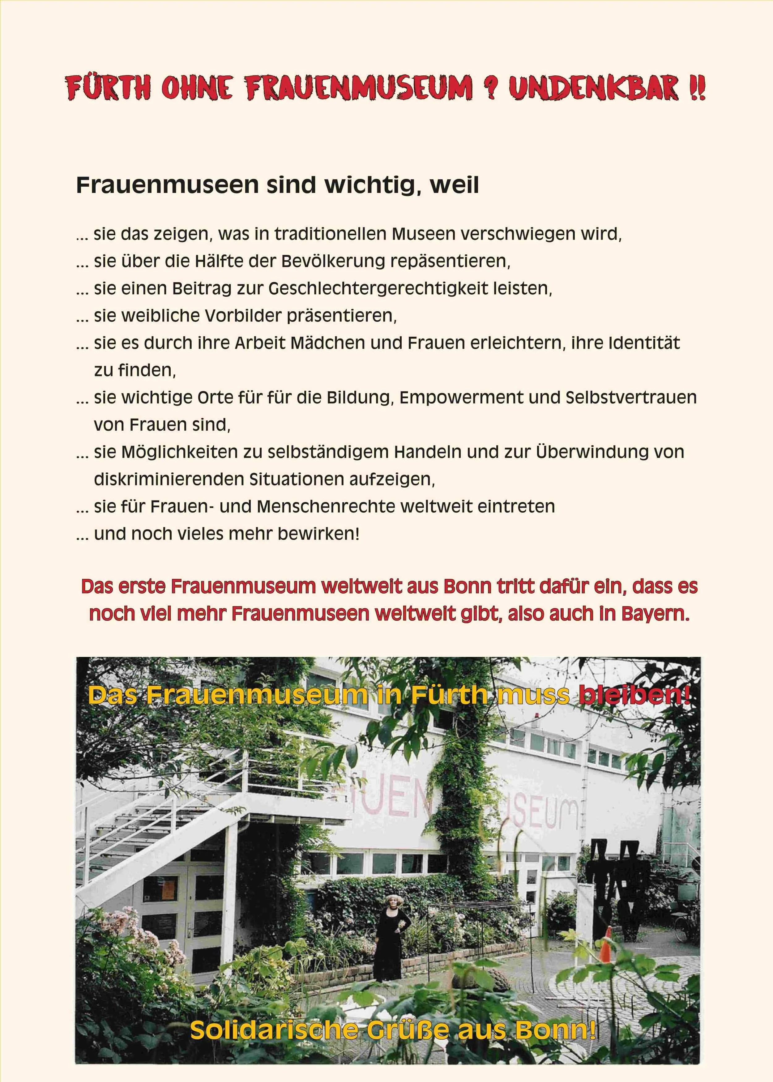 Fürth ohne Frauenmuseum? Undenkbar