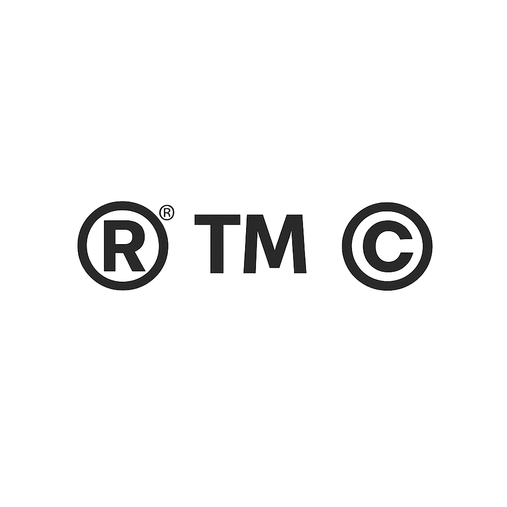 Trademark symbols, including R, TM, and C, in black on a white background.