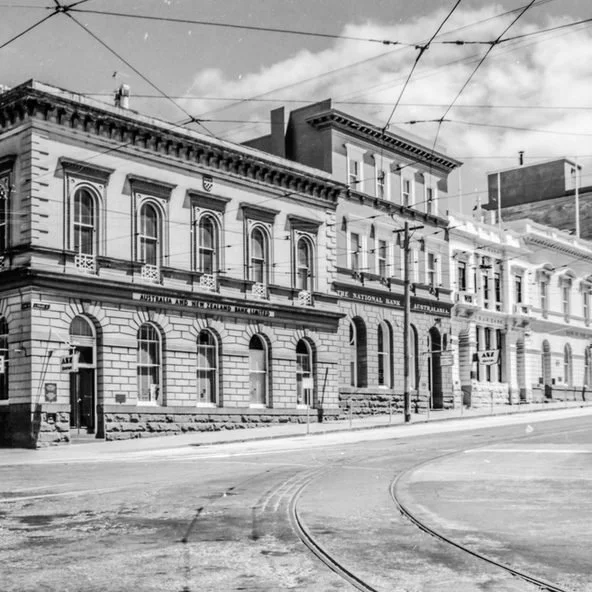 Historic Ballarat streetscape with tram tracks