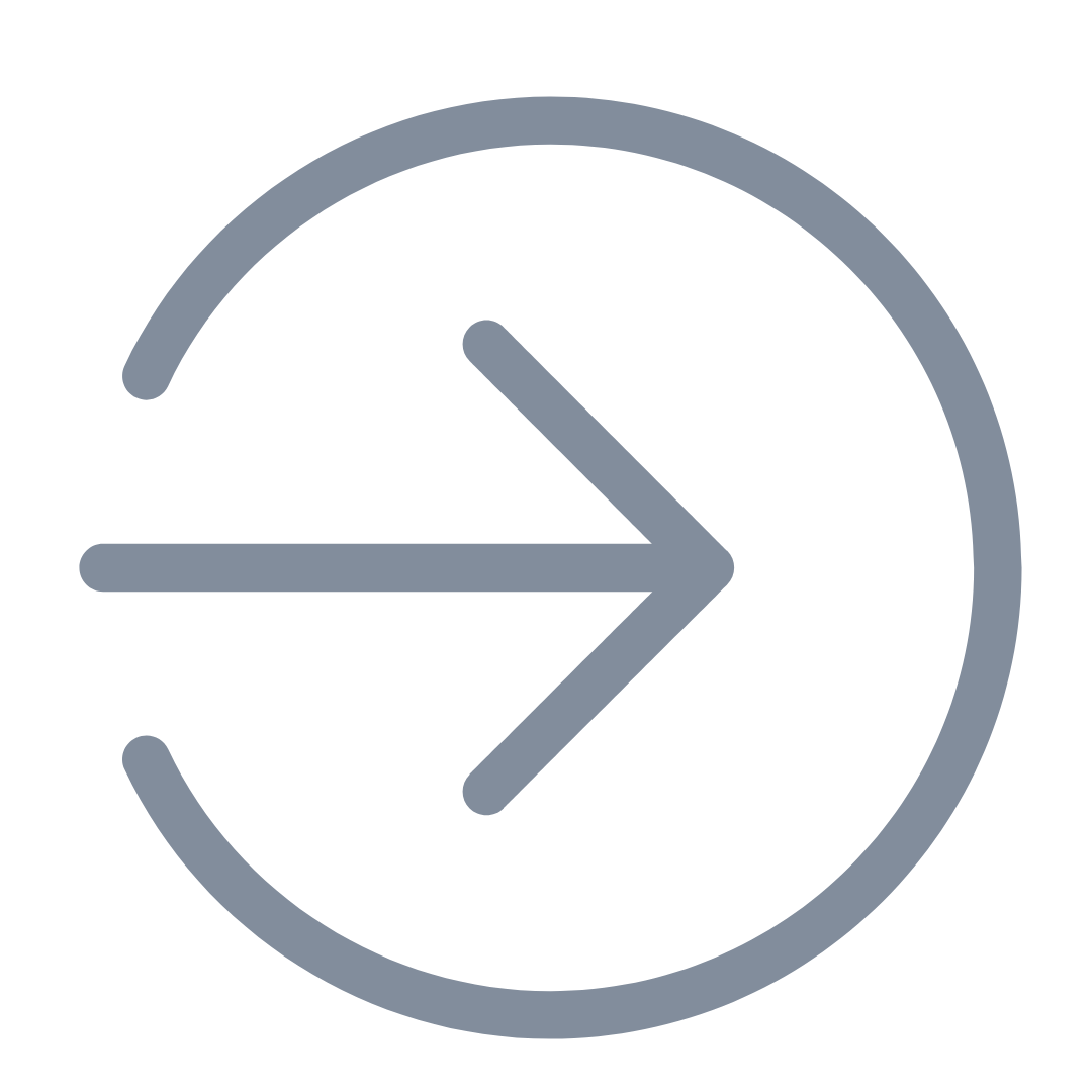 A minimalist gray icon of a clock with an arrow pointing to the right, indicating fast or express service.