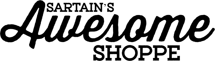 Logo for Sartain's Awesome Shoppe with stylized text