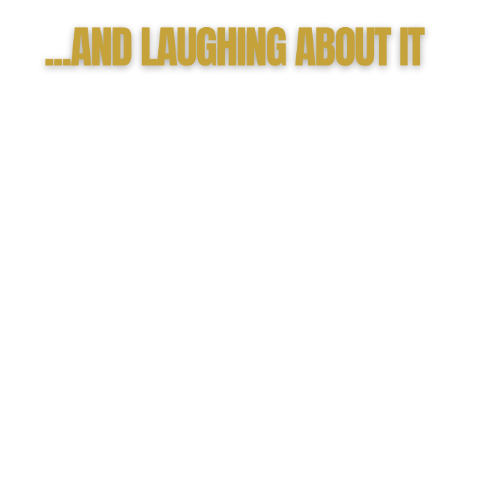 Book cover titled 'And Laughing About It' with subtitle and author information.