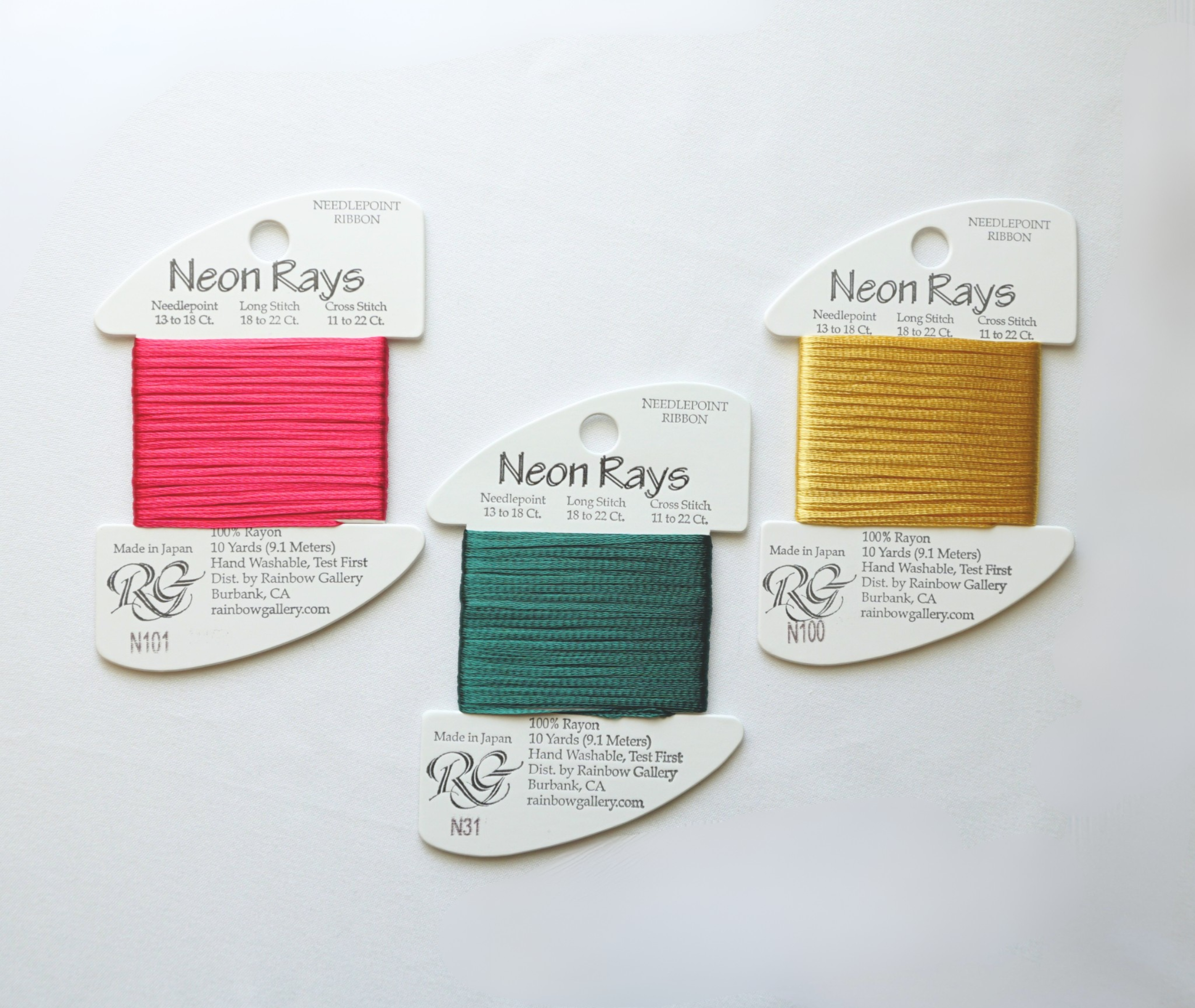Neon Rays: 18 & 13 Mesh, 10 yards | Bring high shine to your projects with this flat ribbon made of 100% rayon.