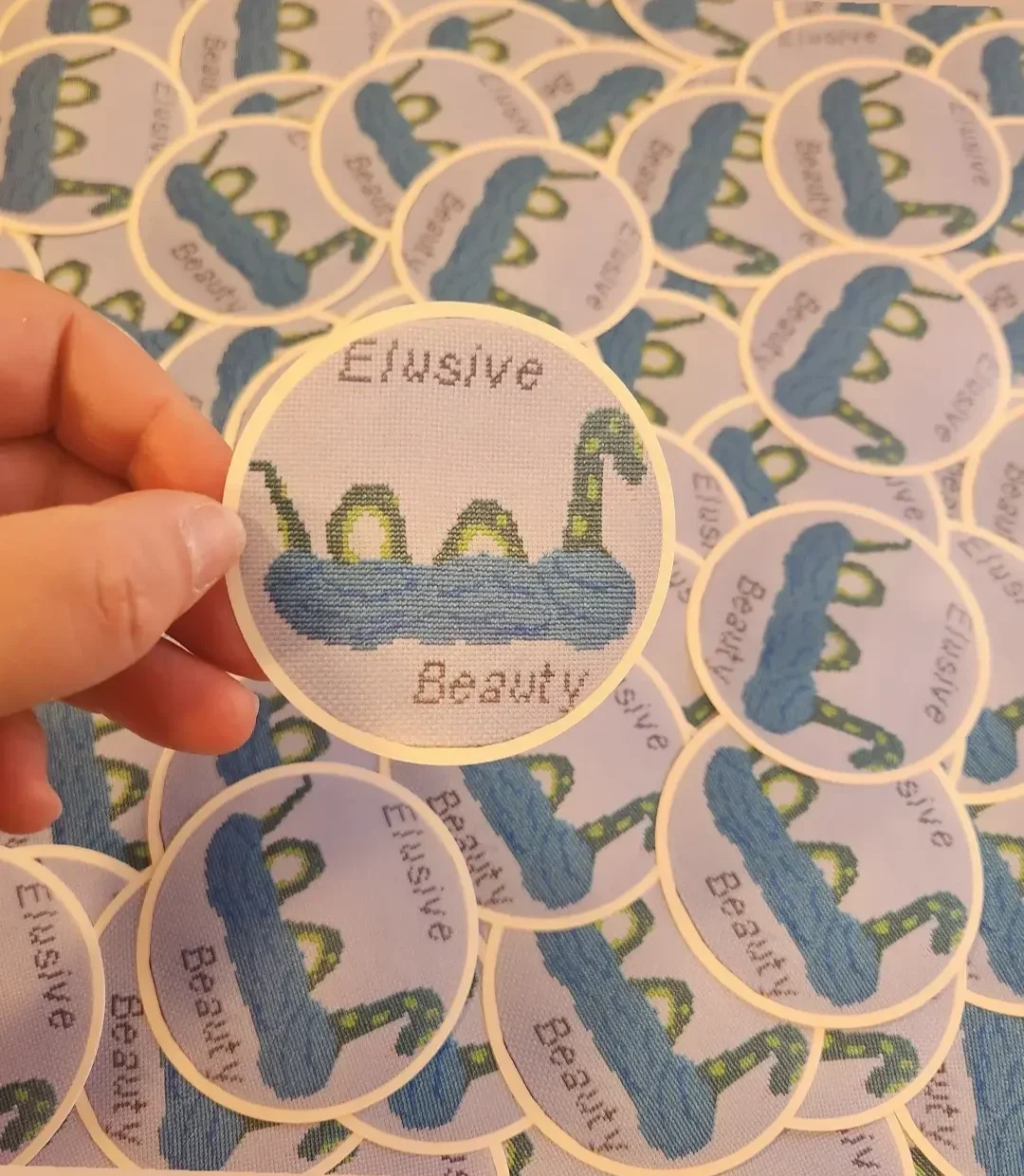 Elusive Beauty - Loch Ness Monster Hoop Art Reproduction Vinyl Sticker