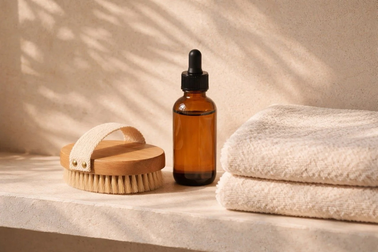 Natural linen and salt bowl still life