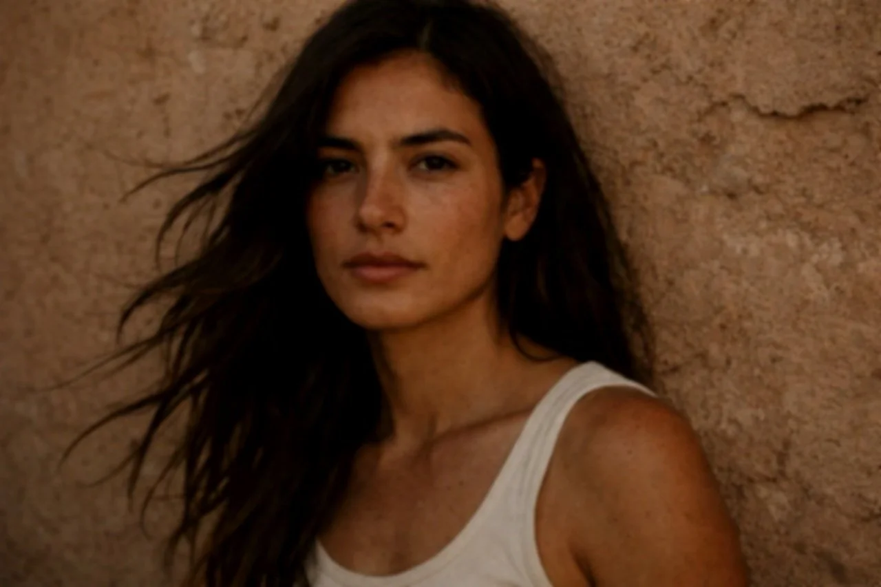 Close-up portrait with earthy styling