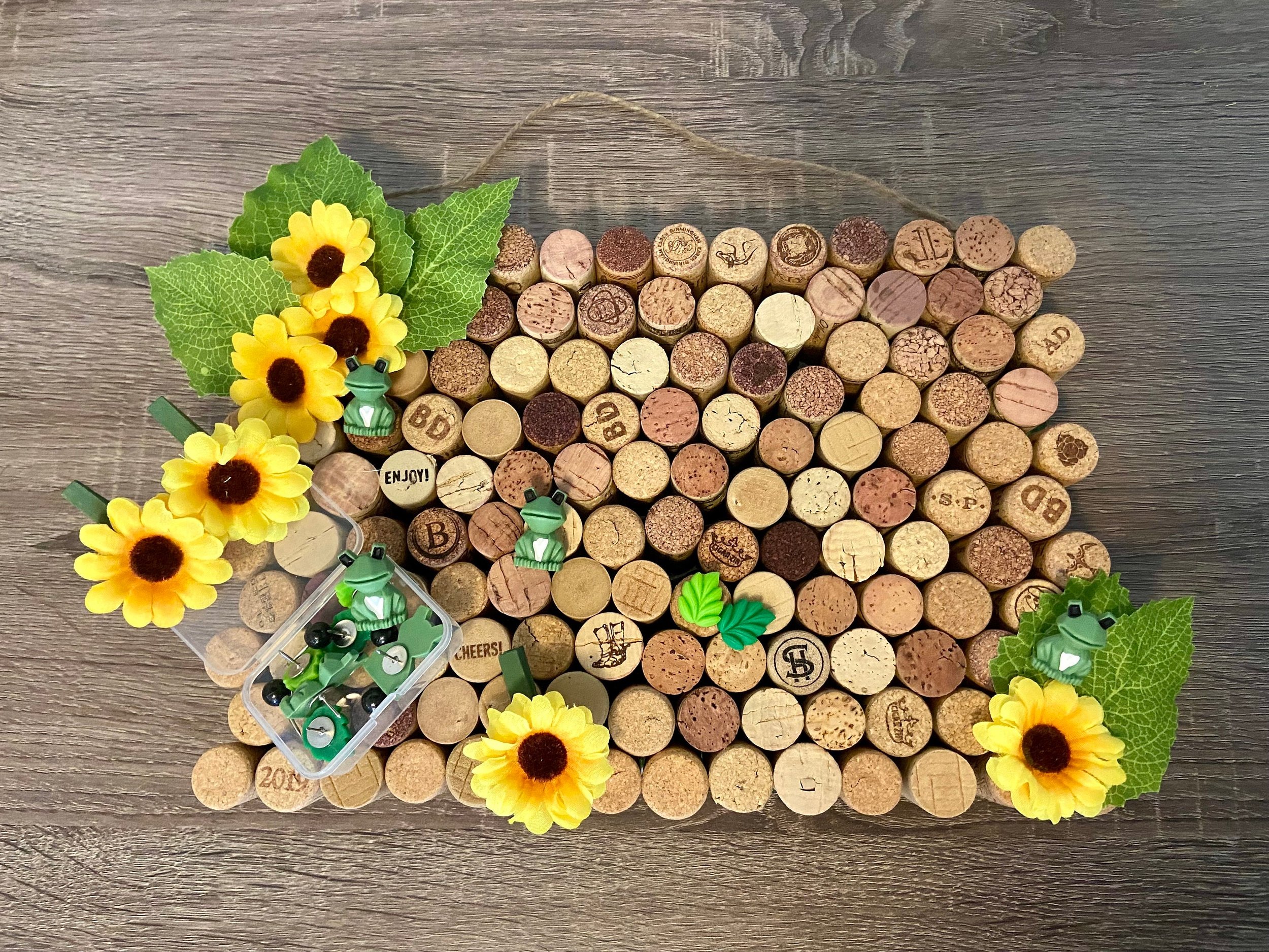 Upcycled “Frog Lily Pad Pond” Wine Cork Peg Board