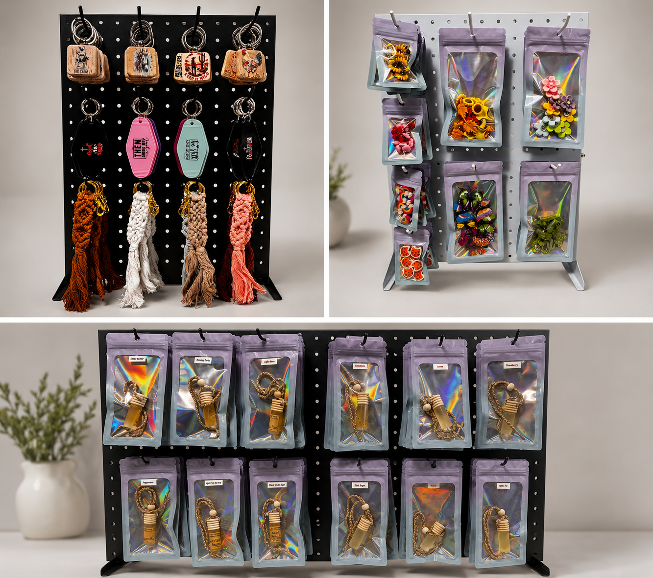 Keychains, Essential Oil Car Air Fresheners, Pushpins & more!