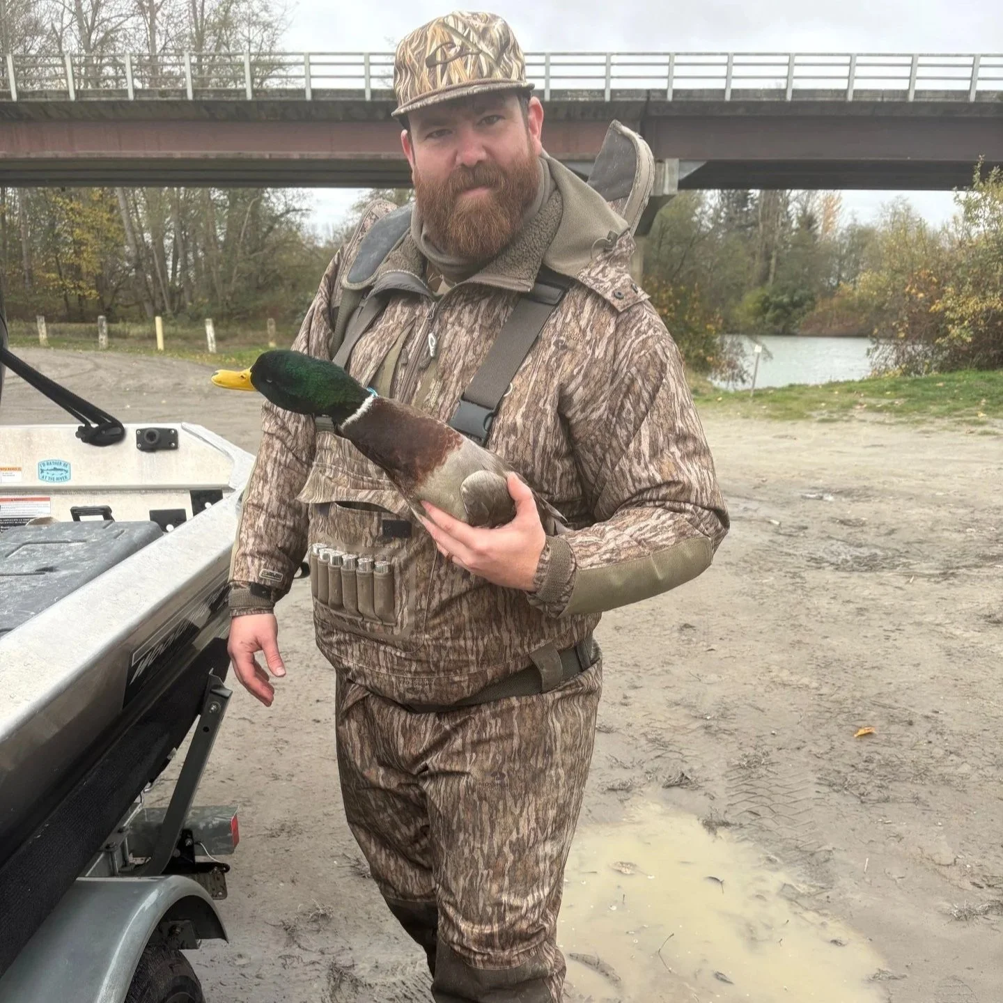 First ever duck on a duck hunting trip off the Skagit River.
