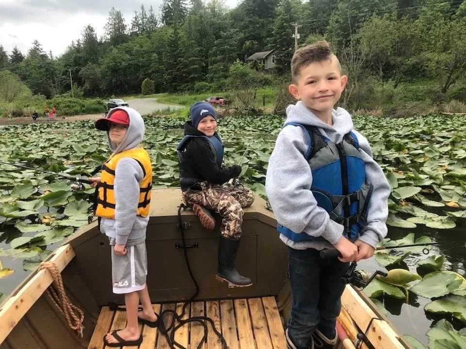 My son and friends out fishing.