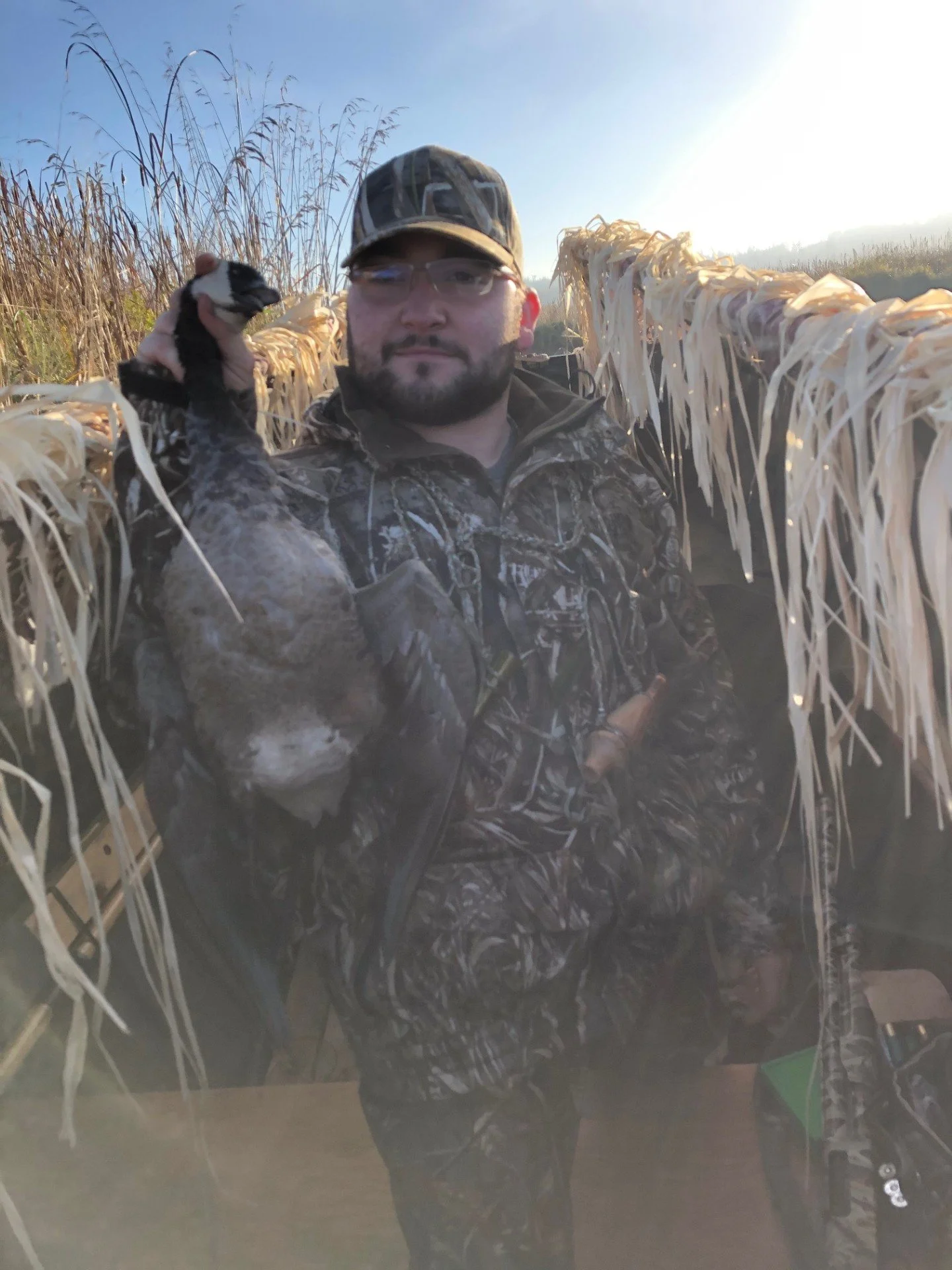 Kody with a goose he shot while hunting during the early goose season in Skagit Valley.