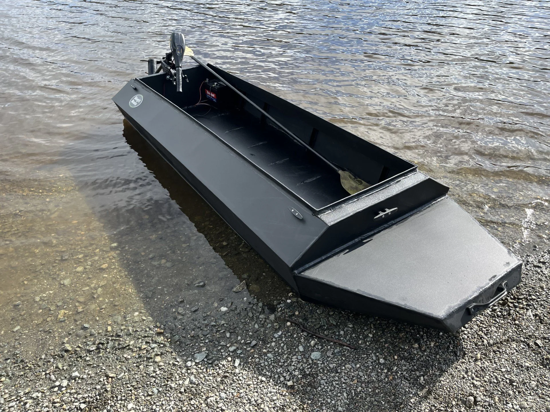 Prototype "coffin" layout boat welded from HDPE.