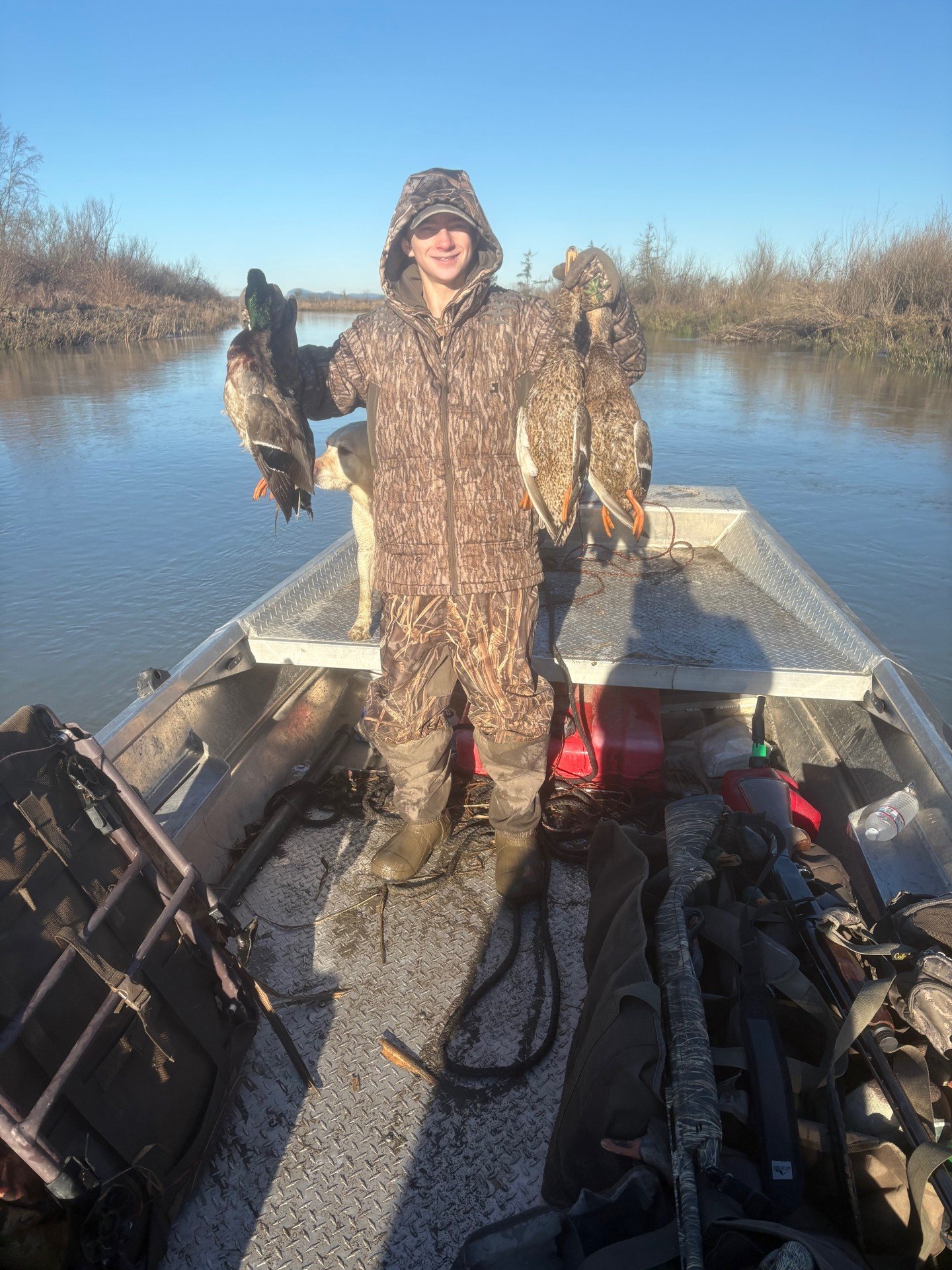 Duck hunting on the Skagit River in Skagit Valley.