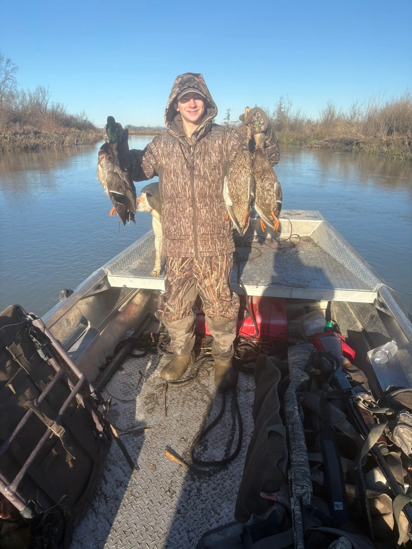 Duck hunting on the Skagit River in Skagit Valley.