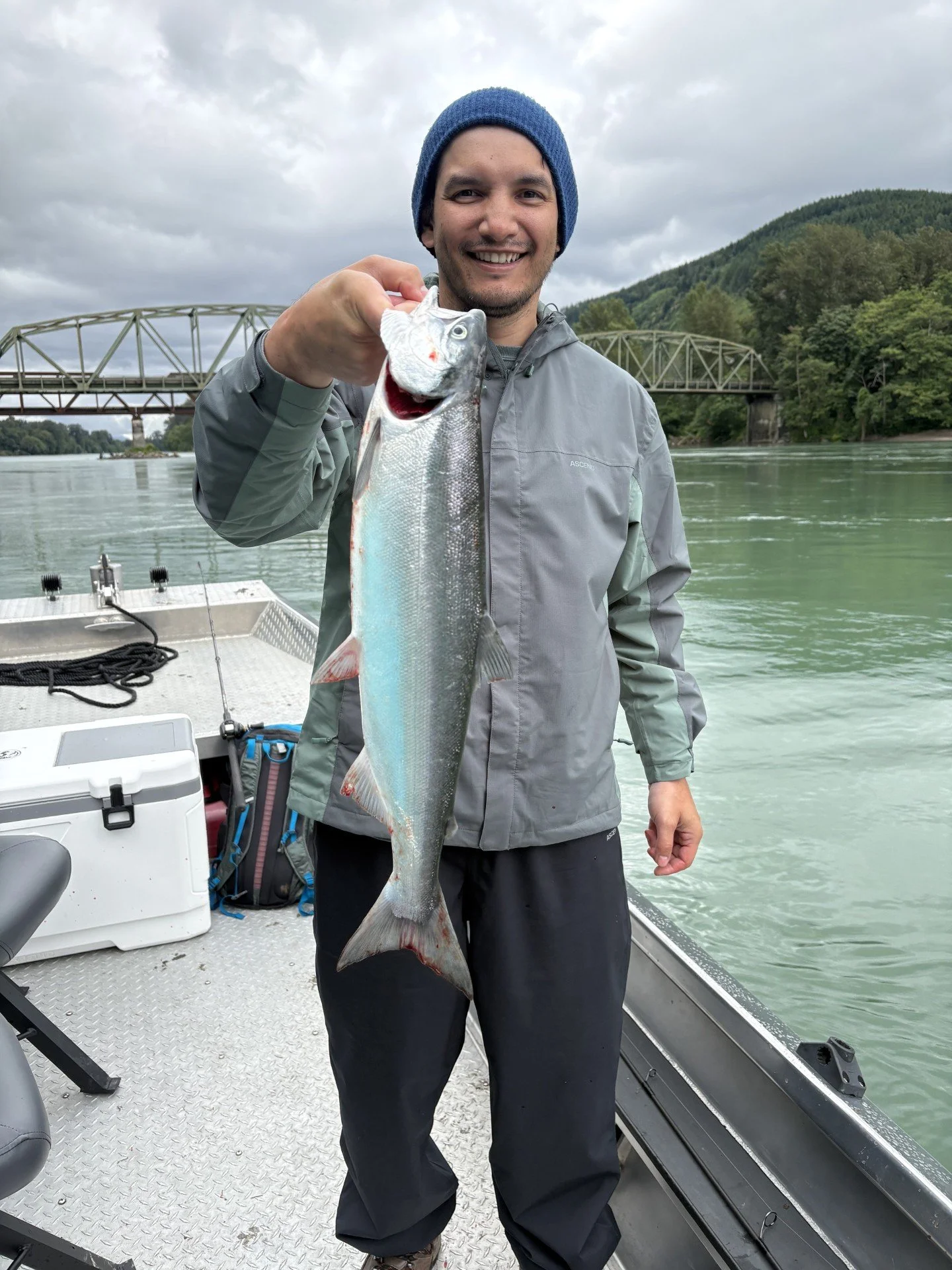 Getting a guy out on the Skagit River for sockeye with local fishing guide, Wyman Guide Service.