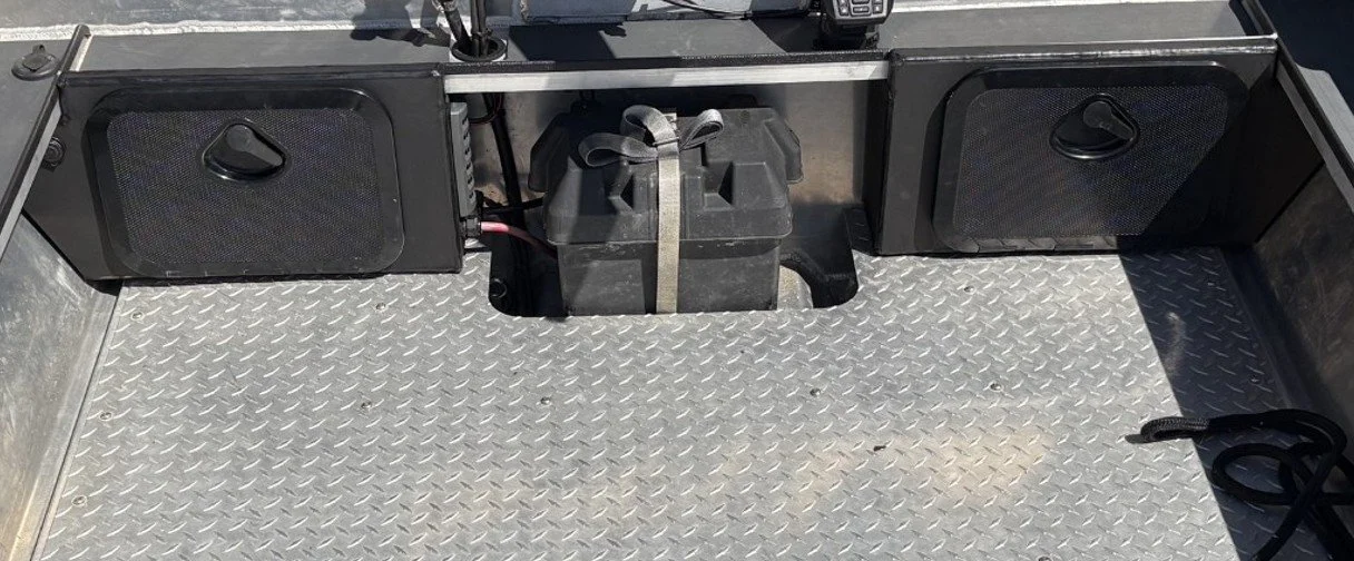 A pair of boat lockers welded out of marine grade HDPE sheet.