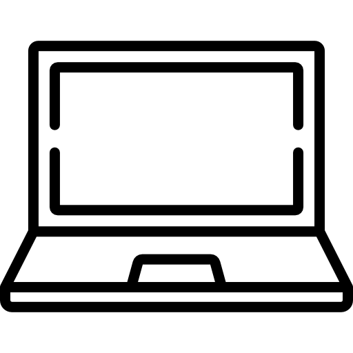 Outline drawing of a laptop computer.