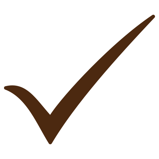 A large brown check mark on a black background.
