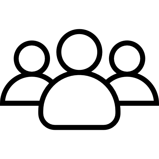 Icon of three stylized people representing a group or community.