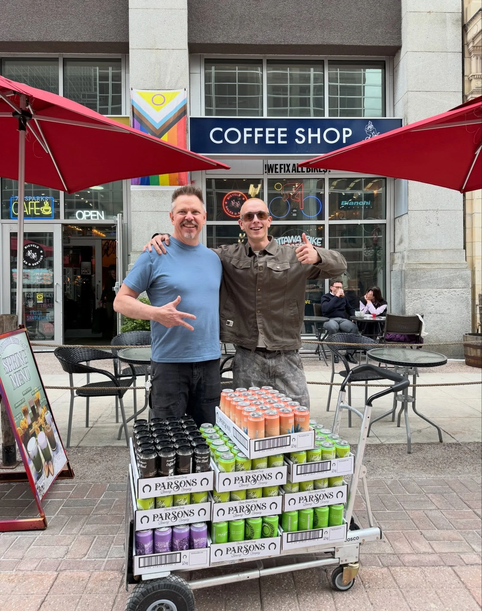 Spring &amp; summer Beer menu loading&hellip;🍻
Our friends at @parsonsbrewing bringing us the goods!😎 Come enjoy local brews on our patio this season!🌞 
Happy hour 3-6pm!

#ottawabikecafe #happyhourottawa #craftbeer #downtownottawa #ottawacafe