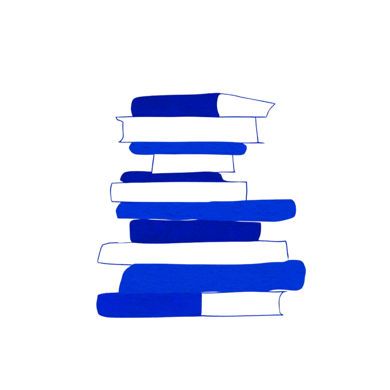 Stacked blue and purple books on a black background.