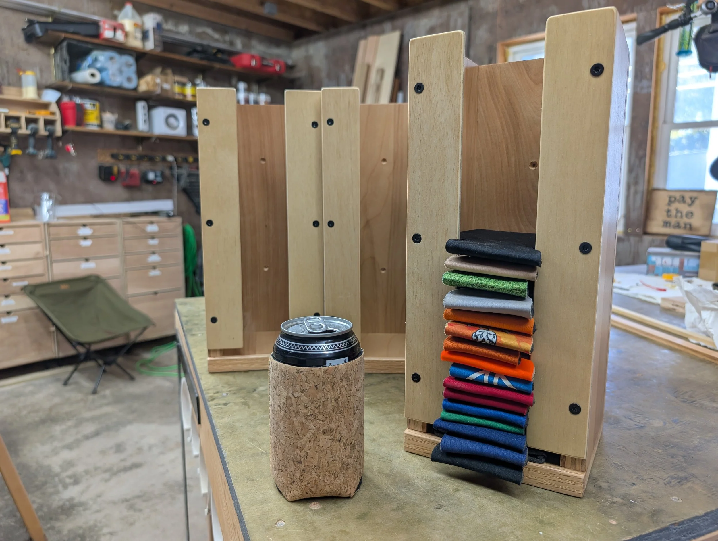 The Original Sleeve Stack

Wooden Can Cooler Dispenser | Beer Sleeve Holder | Garage Beer Organizer | Can Koozie Holder

Original size holds 35-40 can sleeves.