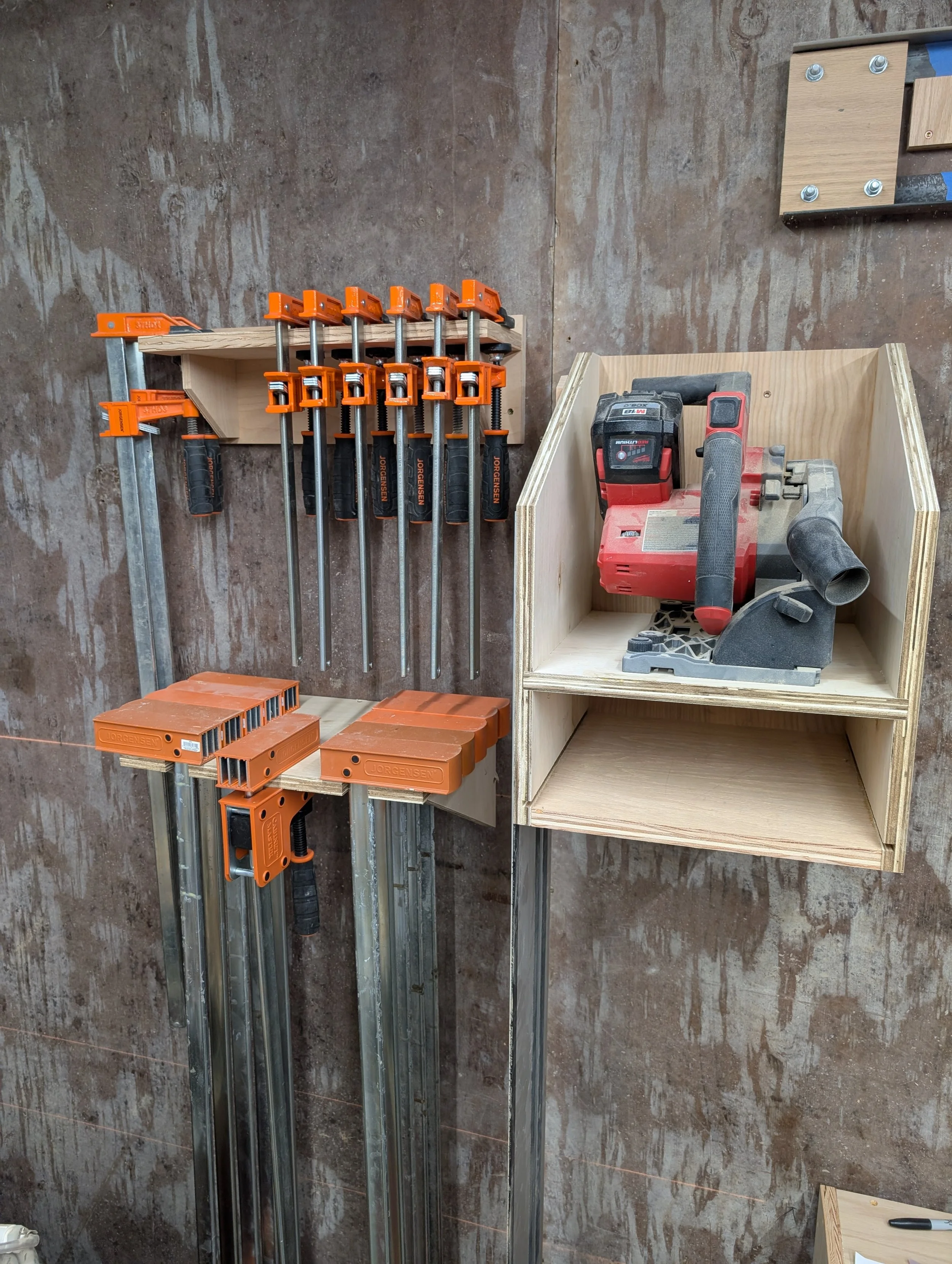 Shop Clamp Storage - Tool Organizer | Removable Saw Blade Storage | Track Saw & Rail Storage