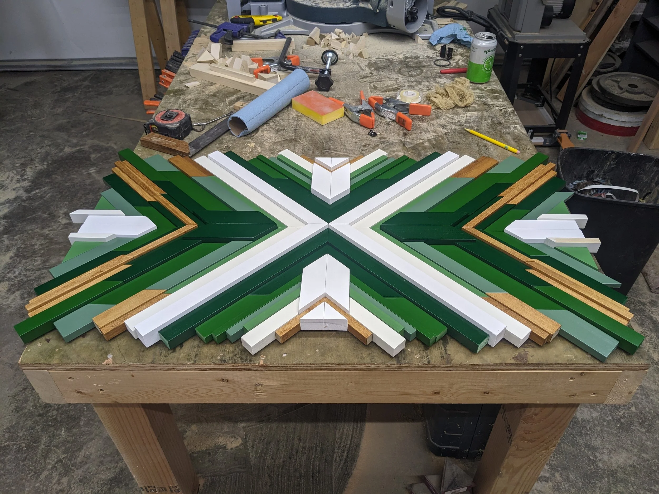 Custom Painted Wood Wall Art - Natural Artwork | Geometrical Pattern Art | Stained Wood Artwork