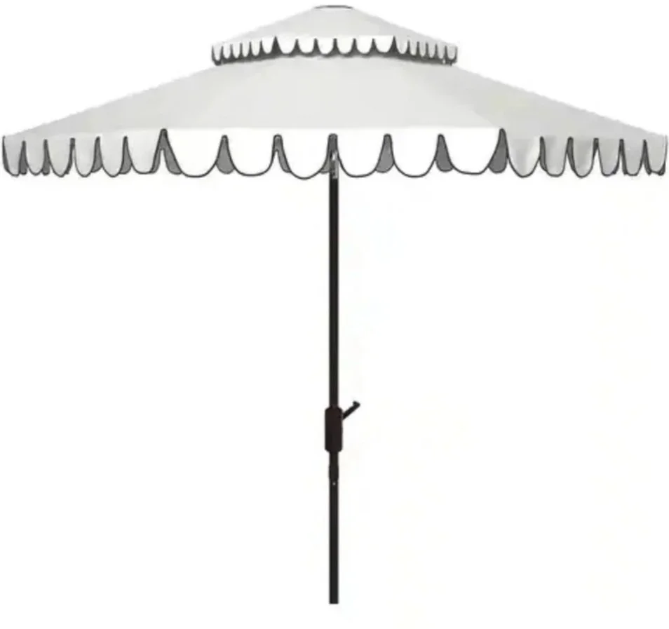 A black and white illustration of a beach umbrella.