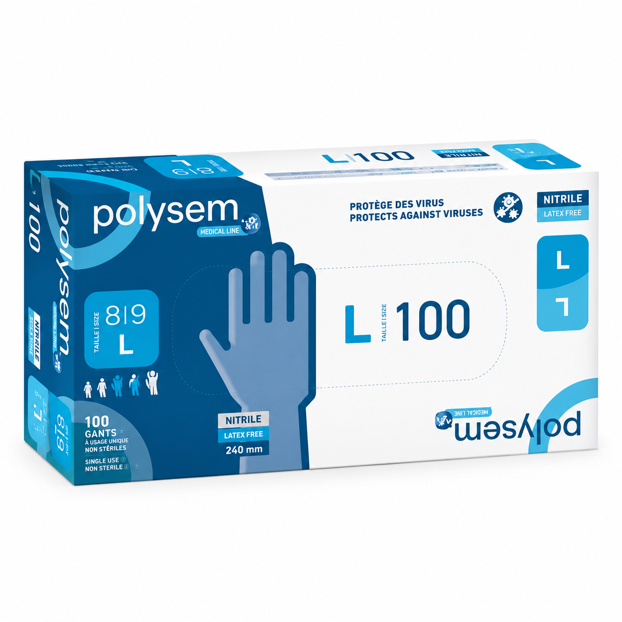 Gant d’examen nitrile non poudré Polysem.Médical