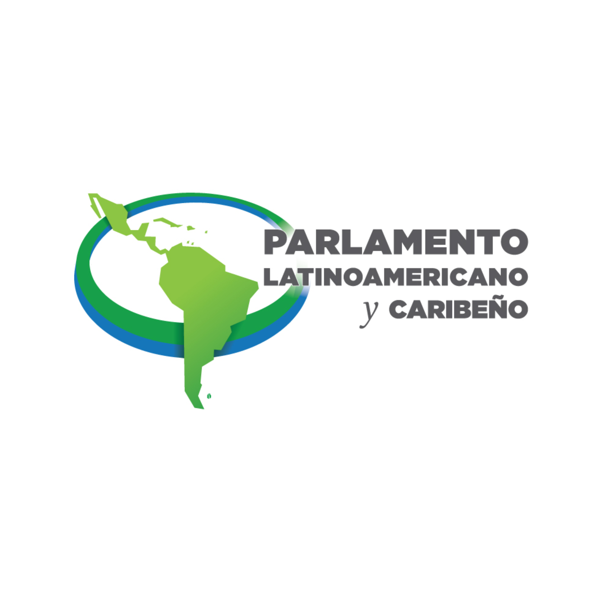 Logotipo del Parlamento Latinoamericano y del Caribe con un mapa de América Latina en verde, rodeado por un círculo azul y verde.