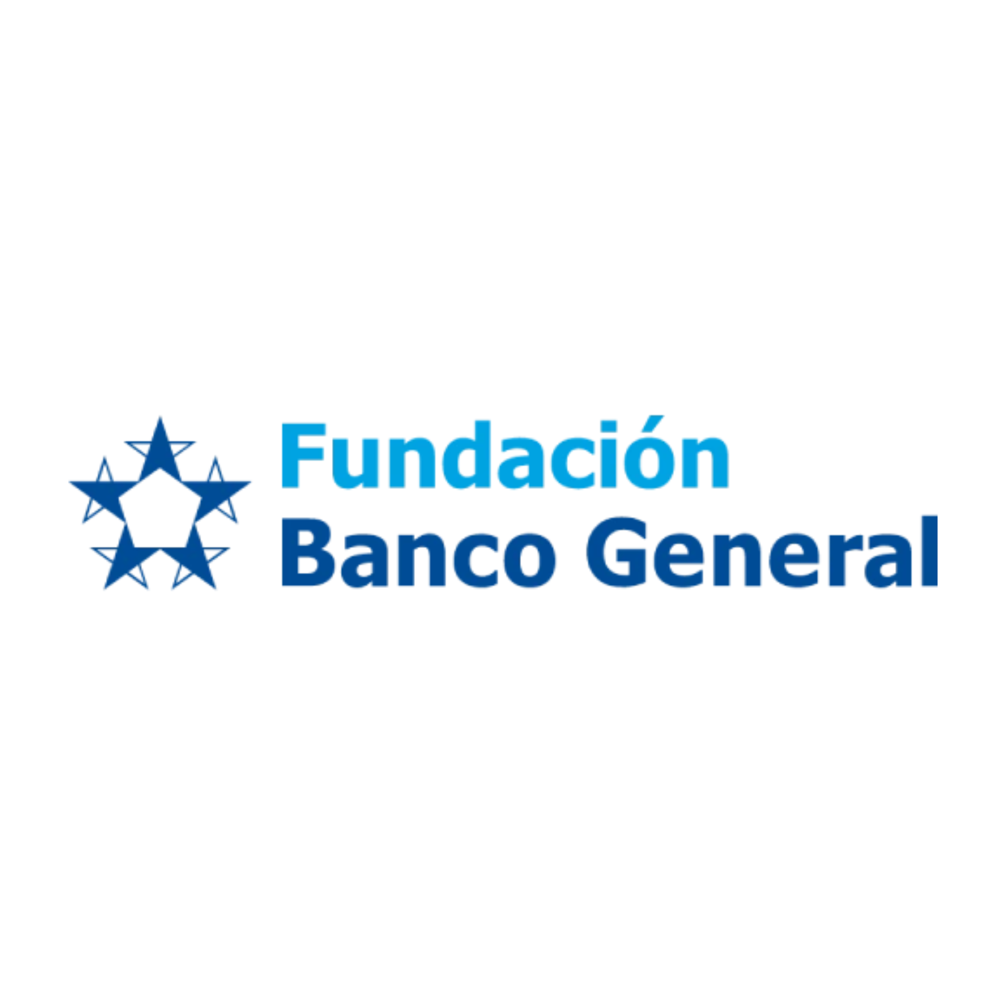 Logotipo de la Fundación Banco General, que presenta varias estrellas azules formando un círculo y el texto en color azul.