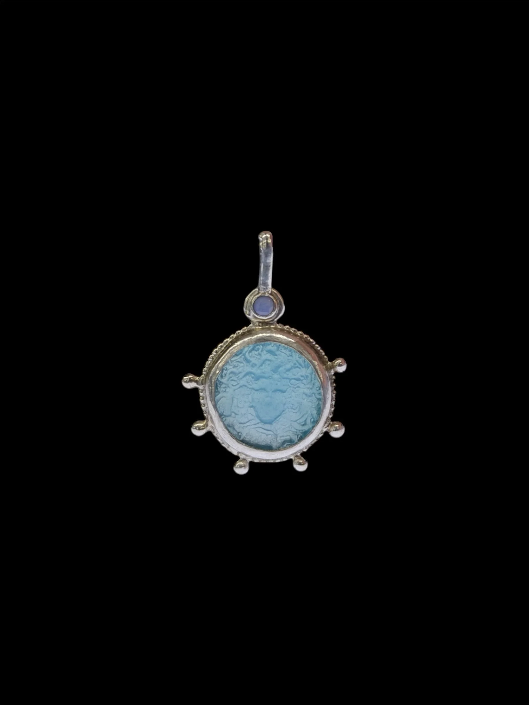 Baby Blue Medusa Pendant Necklace | .925 Sterling Silver, Pink-Purple Shift Lab Grown Opal
