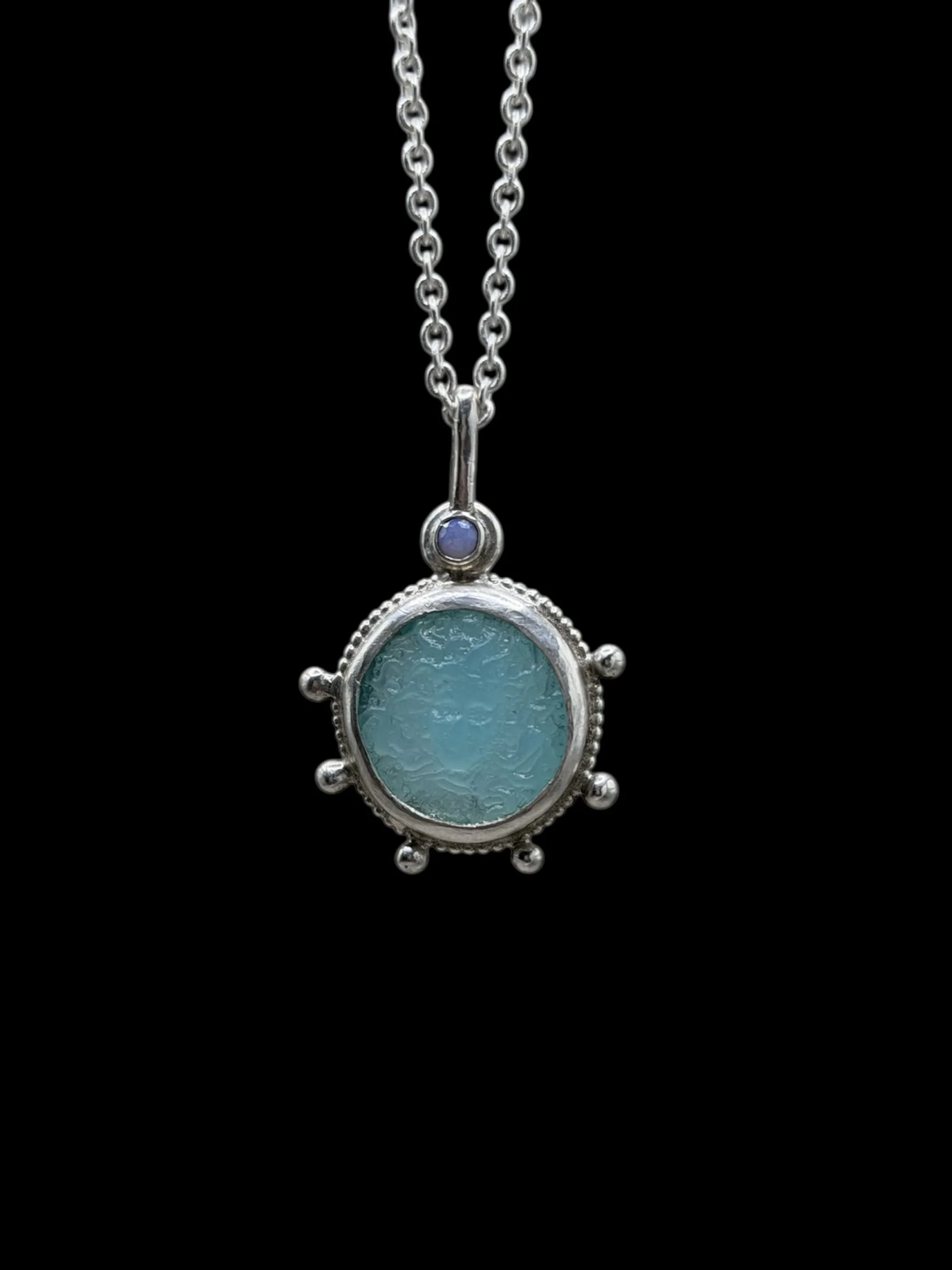 Baby Blue Medusa Pendant Necklace | .925 Sterling Silver, Pink-Purple Shift Lab Grown Opal