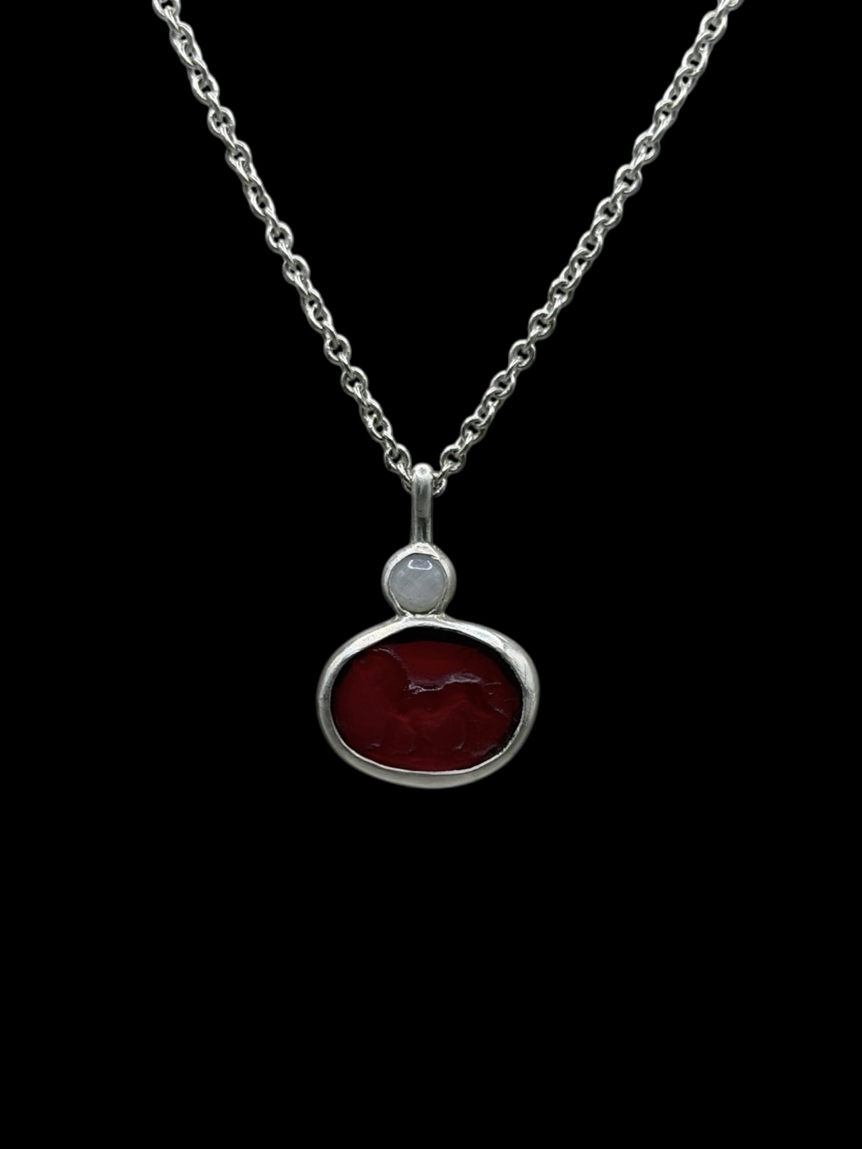 Red Lion & Moonstone Ancient Inspired Necklace