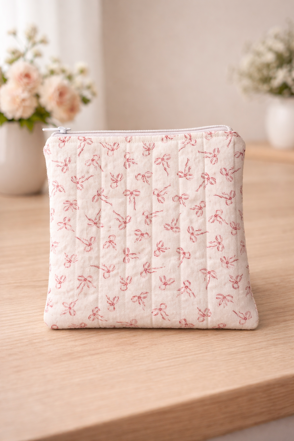 Bow quilted eReader sleeve handmade Kindle case padded floral cover