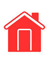 Red house icon with a chimney
