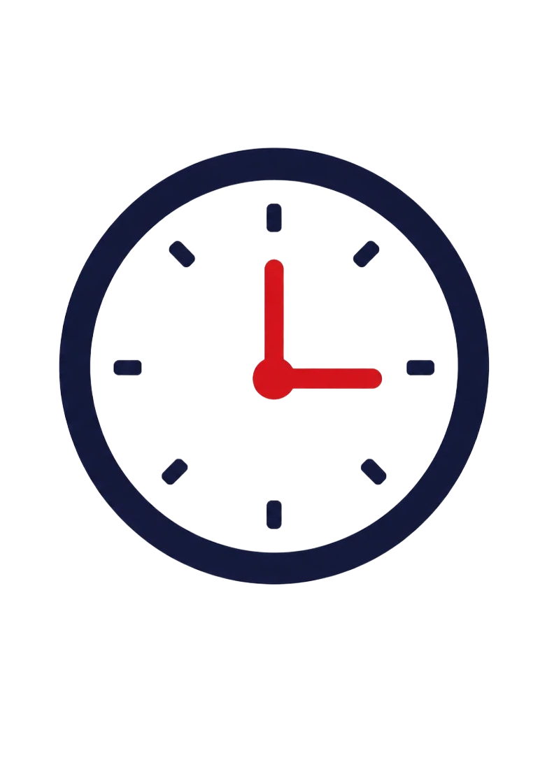 An analog clock showing 12:15 with a black border, black hour markers, and red hands on a digital-style background with light blue and pink sections.