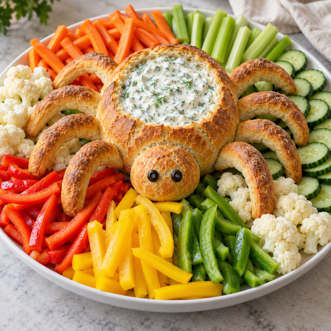 Spooky Spider Veggie Tray