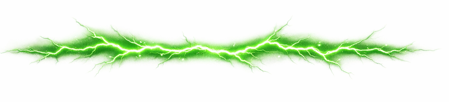 Green lightning bolt or electrical discharge against a white background.