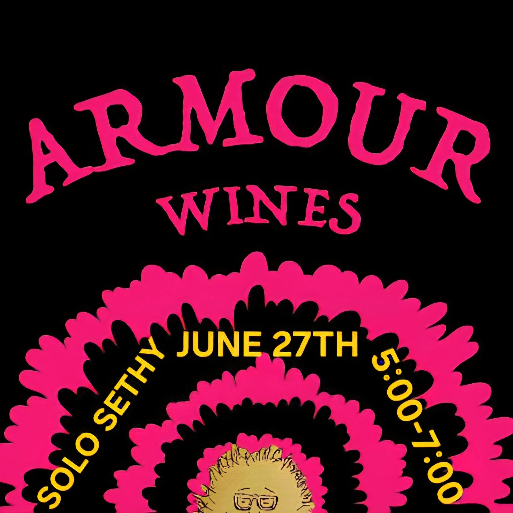 Colorful graphic featuring pink and yellow text, with a stylized illustration of a lion's head wearing glasses.