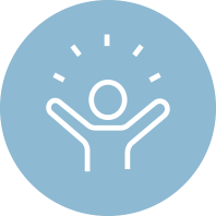 A person with arms raised, holding a ball, with a circular pattern around their head indicating energy or focus.
